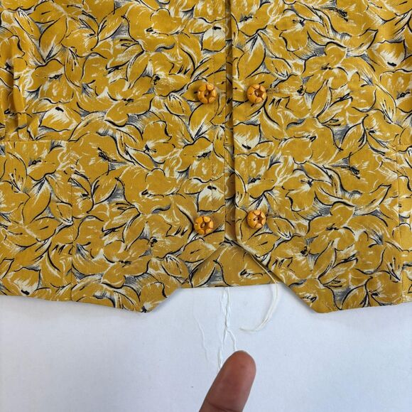 Vintage 70s/80s floral yellow blouse by Excellent Leader, size 12 women's top - Picture 3 of 8